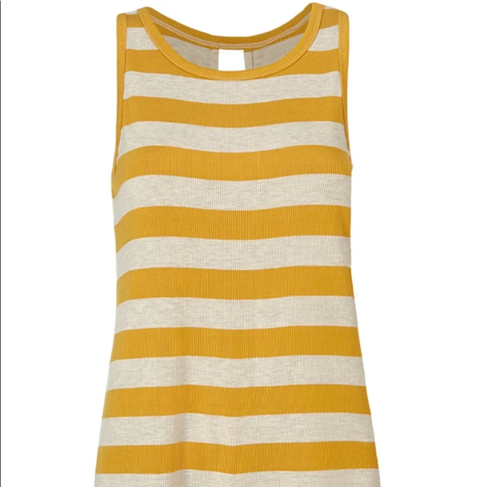 CAbi Yellow and Cream Striped Tank Top